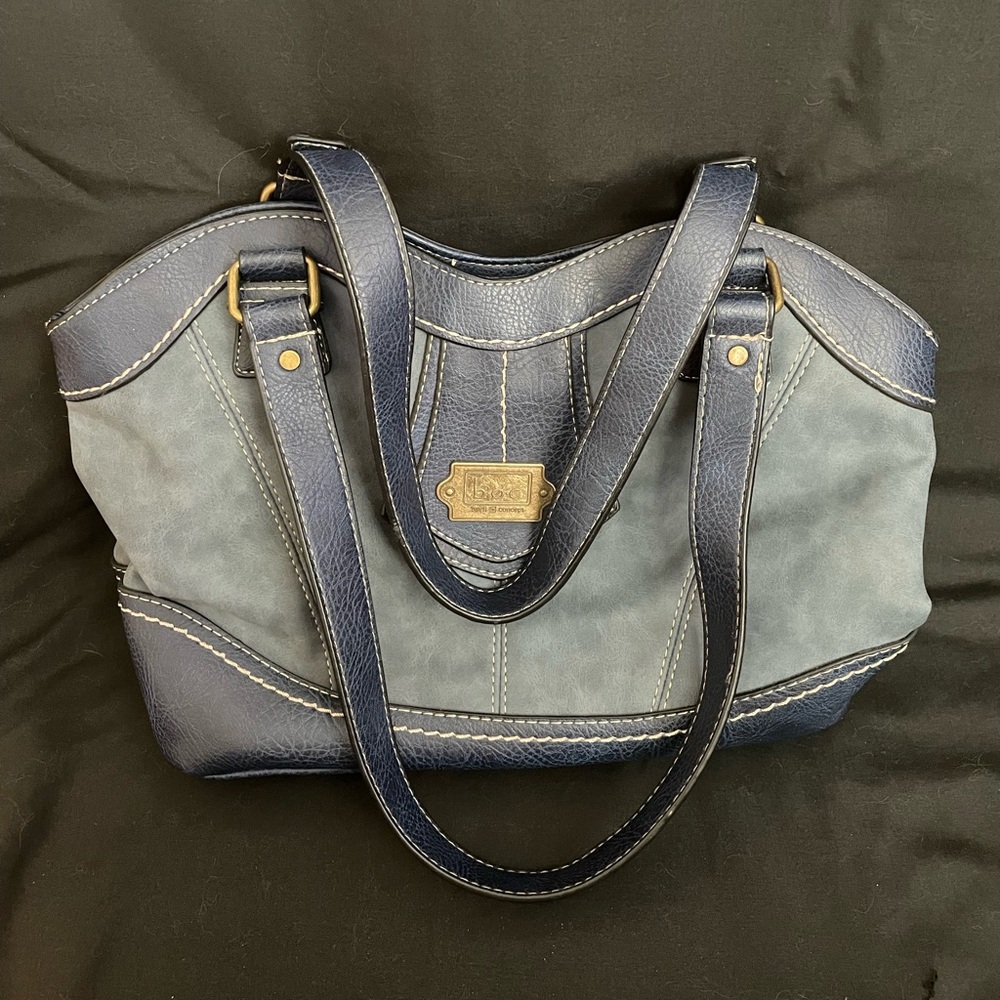 B.o.C. Blue Faux Leather Bag with Power Bank Pocket